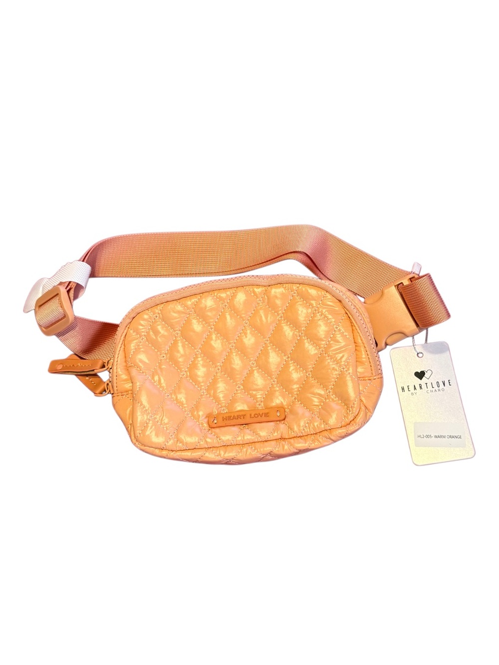 HeartLove by Charo Savvy Brand Warm Orange Quilted Belt Bag Crossbody HL2-005 - Picture 3 of 16